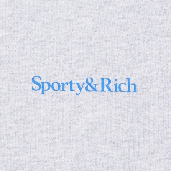 SPORTY & RICH New Health Melange Hoodie Heather Gray Ocean Size XS VGUC - Picture 4 of 8